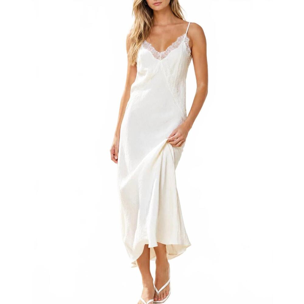 NEW LALAVON seaside summer slip maxi dress in white